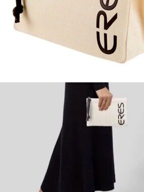 Eres Cream Canvas Wristlet Clutch